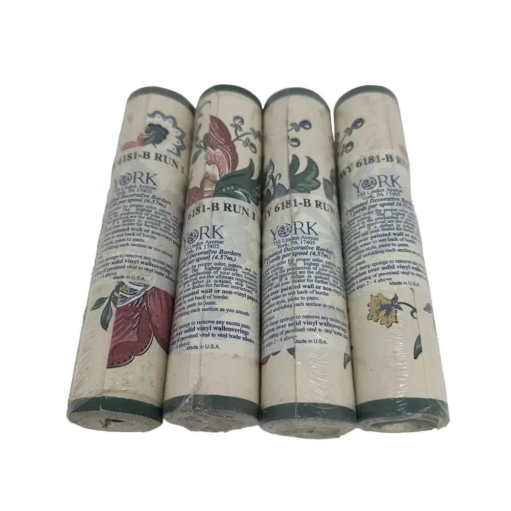 Vintage York Wallpaper Border Pre-pasted 4 Rolls : WY 6181-B Run #1 Floral